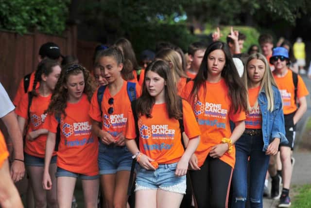 Students setting off on the walk. Picture: Gerard Binks.