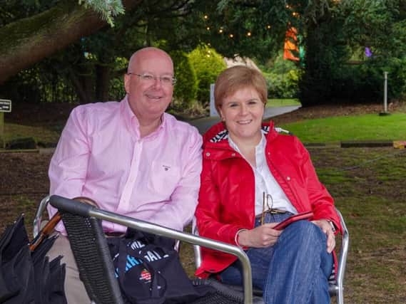 Pictured in Harrogate today - Scottish First Minister Nicola Sturgeon with her husband Peter.