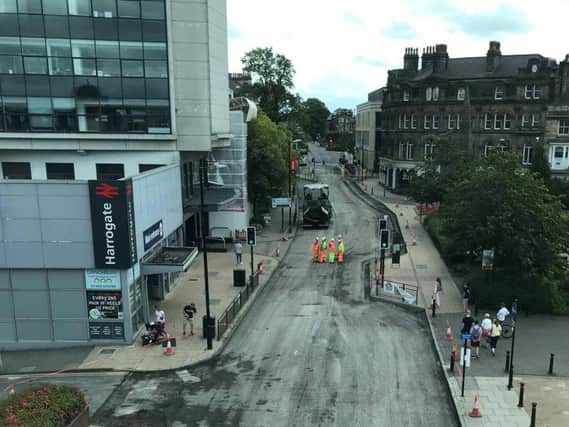 Road works at Station Parade in Harrogate.