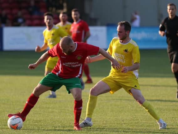 Harrogate Railway, red kit, and Knaresborough Town kick-off their respective NCEL campaigns on Saturday. Picture: Craig Dinsdale