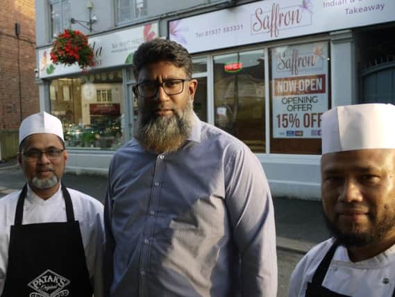 Back in Wetherby - Saffron restaurant's Fayzul Islam  (centre) with Anwar Hussain (left) and Heron Miah.