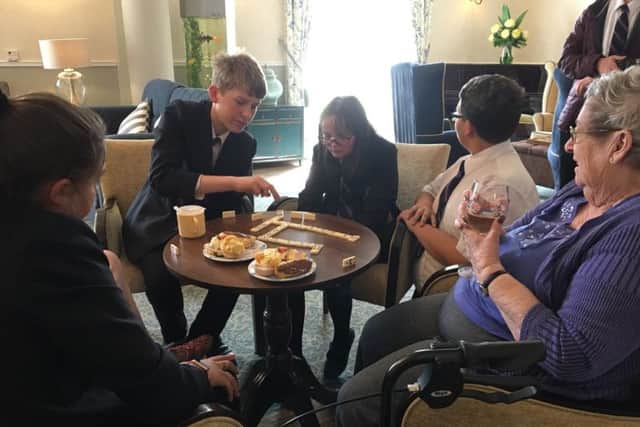 Harrogate High School students visit The Granby care home.