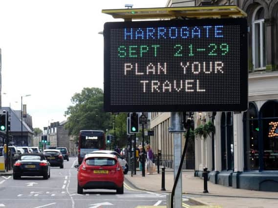 One of the new LED sign in Station Parade, Harrogate hailing the arrival of the UCI Road World Championships next month.