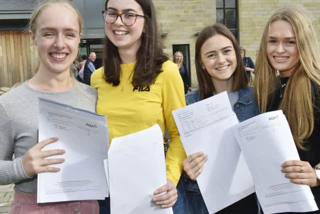 Josie Ranson-Hayes, AAB, Emma Scaife A* BD, Kate Lonsdale ABB, Charlotte Daly, ABD. Picture: Steve Riding.