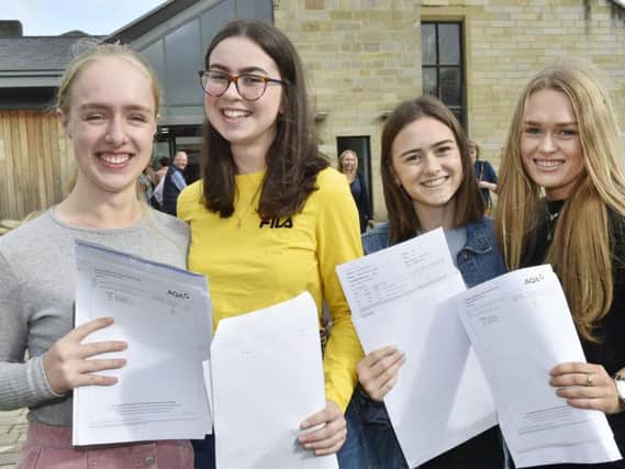 Josie Ranson-Hayes, AAB, Emma Scaife A* BD, Kate Lonsdale ABB, Charlotte Daly, ABD. Picture: Steve Riding.