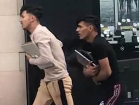 Do you know these men who are wanted by police in connection with a robbery at the iStore in Harrogate?