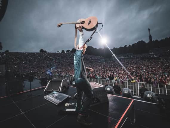 Ed Sheeran on stage at Roundhay Park. Picture: Zakary Walters.