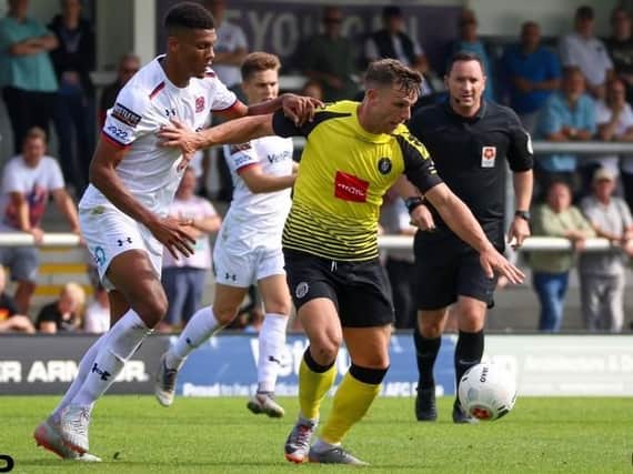 Jack Muldoon rattled the woodwork in Harrogate Town's Bank Holiday Monday draw at AFC Fylde. Picture: Matt Kirkham