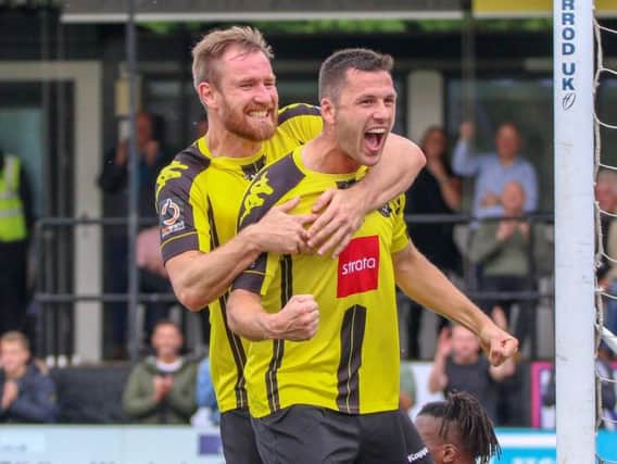 Kelvin Langmead and Aaron Williams scored the goals the last time Harrogate Town played Dover Athletic at the CNG Stadium. Picture: Matt Kirkham