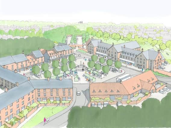 The proposed central square of Flaxby Park.