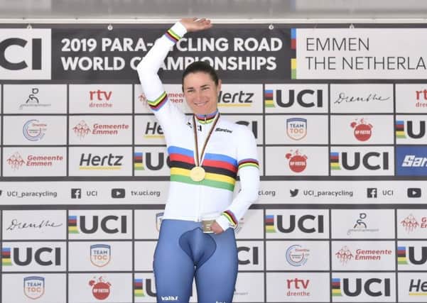 Dame Sarah Storey taking part in Para-Cycling International from Tadcaster