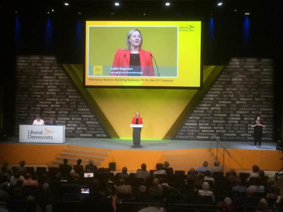 "The way we run our railways needs a serious rethink" - Judith Rogerson, the Lib Dem Prospective Parliamentary Candidate for Harrogate and Knaresborough, speaking at this week's Lib Dem party conference.