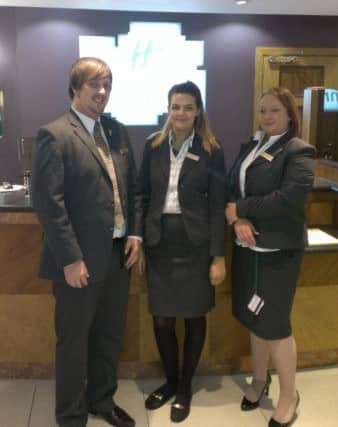 Holiday Inn Food and beverage manager Mike Lamb, conference and events assistant Danielle Gerdes, and conference, events, and sales coordinator Rebecca Saltmer who have taken part in Dementia Forward's pilot training scheme.