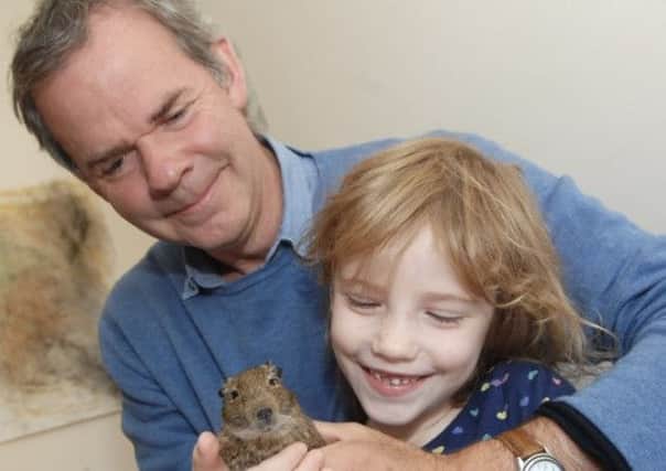 NADV 1408023AM1 Chris Bryant's degu. Chris Bryant and his daughter Eleanor (6) with the degu that he found.(1408023AM1)