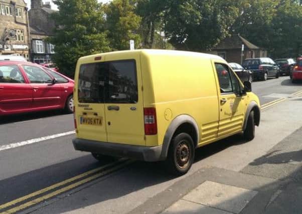 Council vehicle parked illegally on double yellow lines (s)