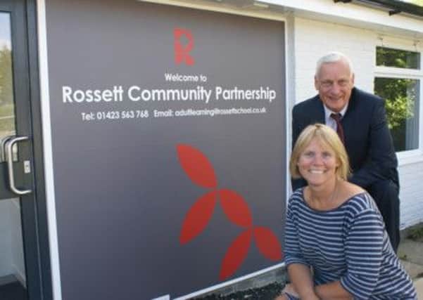Melissa Horberry and Malcolm Howe outside the refurbished building at Rossett School, which is now home to the new Rossett Community Partnership. (S)