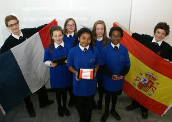 Students at Rossett School celebrate achieving the International School Award as they mark European Day of Languages.