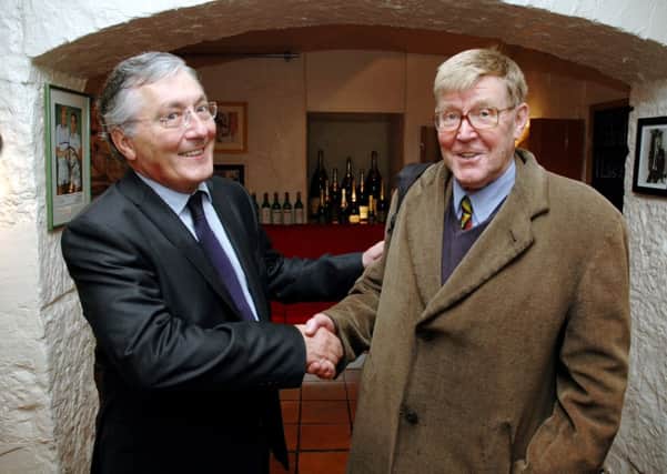 Guy Martin-Laval, owner of La Grillade, with Alan Bennett.