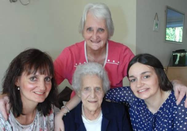 Pictured below is one month old Charlie Scruton with his great great grandma Doris Moorhouse(89), grandma Diane Graham, great grandma Margaret Robinson and mum Kimberley Abbott (1409301AM2)