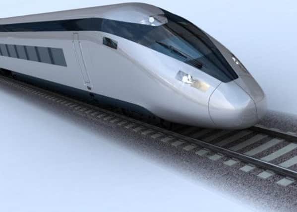 Computer-generated visual of an HS2 high-speed train. (S)