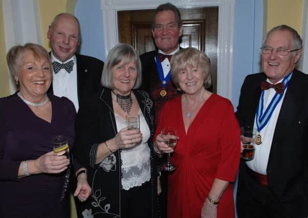 NASO 1301191AM5 Rotary Club of Harrogate Presidents Dinner. Roberta Black, Alistair Ratcliffe, Ann Percival, Tony Hill, Gilli Hill and Roger Percival. (1301191AM5)