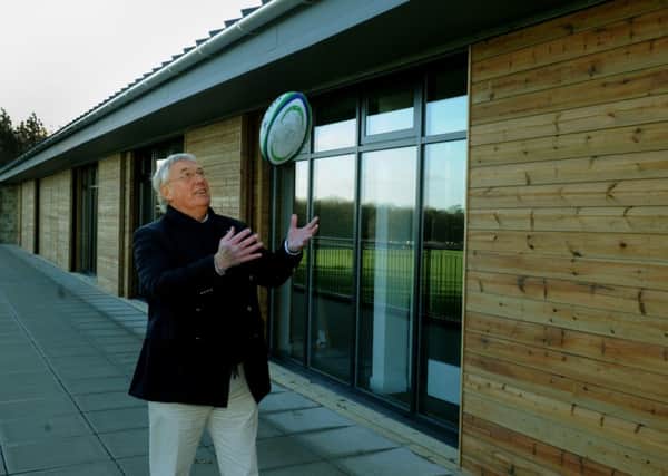 121214 James Smithies the Chairman of Harrogate Rugby Union Club next to their new clubhouse at their new ground on Rudding Park Lane in Harrogate. (GL1004/36a)