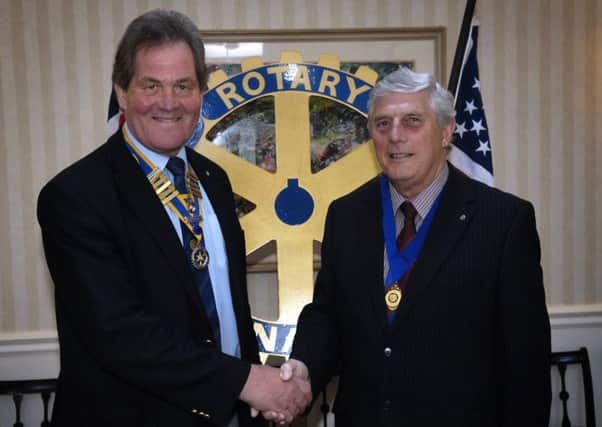 Rotary Club of Harrogate President Tony Hill (left) with immediate past President John Simm (300608M3).
