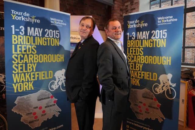 The Tour De Yorkshire Cycle Race route is launched by Gary Verity Chief Executive of Welcome to Yorkshire with Bob Howden the President of British Cycling. Picture by Simon Hulme