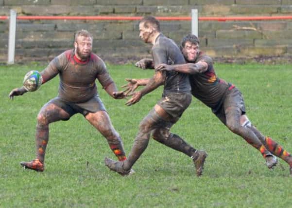 Harrogate rugby's WIllem Enslin and Nathan Smith (Richard Bown)