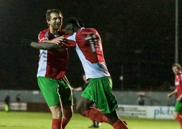 Railway's Lamin Colley celebrate. Picture: Caught Light Photography (s).