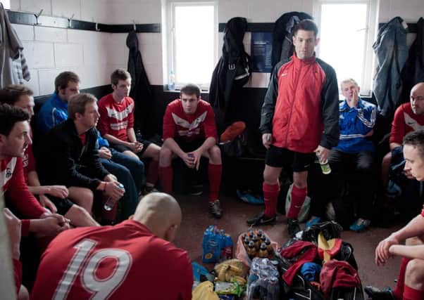 Hampsthwaite United's Jono Way leads a teamtalk