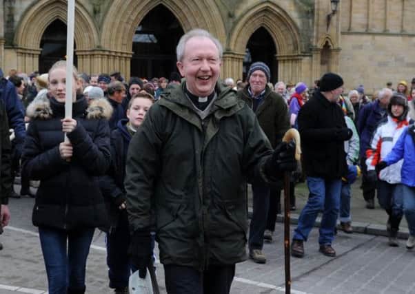 The newly-titled Bishop of Ripon, the Rt Rev James Bell, centre, leading the Boxing Day Pilgrimage in December.