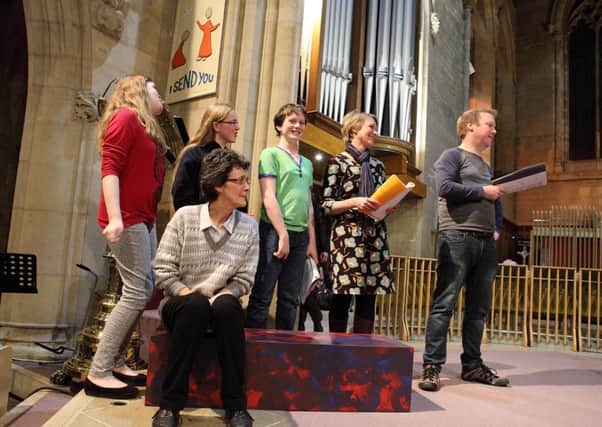 Rehearsals for St. Marks Church's production of The Last Week.