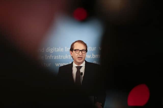German transport minister Alexander Dobrindt  addresses the media  in Berlin