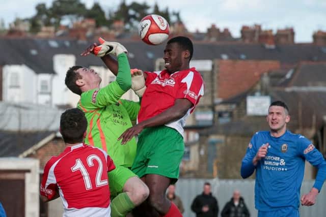 Railway striker Malachi Farquharson clashes with Chris Cheetham (Caught Light Photography)