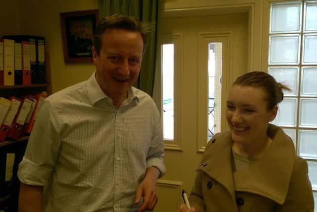 David Cameron and Wetherby News reporter Laura Hill