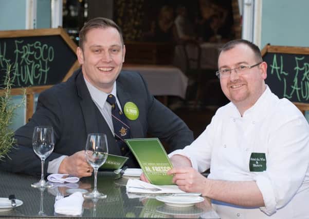 New Harrogate Hotel du Vin manager Steven Hodgkinson and head chef David Hitditch at the launch of the new Al Fresco menu.