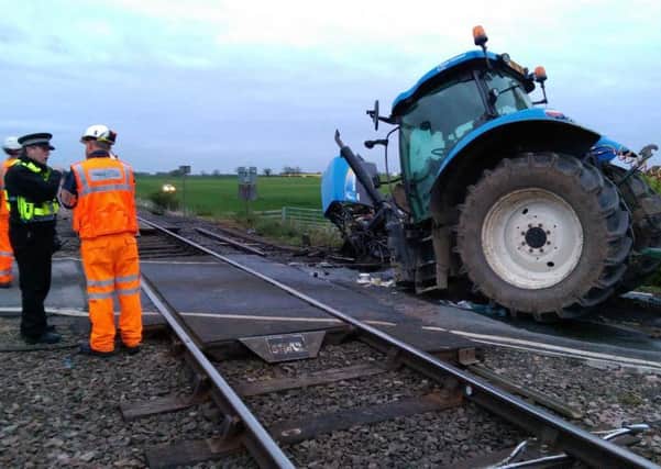Copyright Ben Lack Photography LtdA tractor driver who has had a lucky escape Flaxby, North Yorkshire after being hit at a level crossing by a train.Pic Ben Lack/ Malik Walton