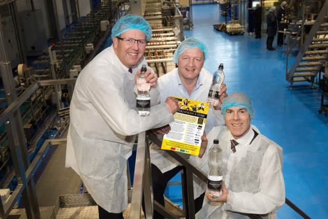 Simon Cotton, Alan Souter and David Ritson prepare for the 35,000 bottle per day production at the Harrogate Water Brands base