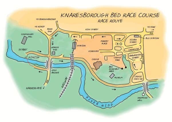 A map of the 2015 Knaresborough Bed Race.