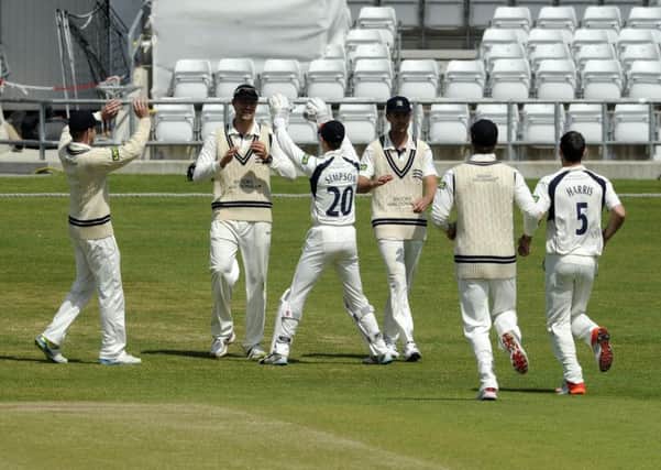 Middlesex's fielders make some more noise at Headingley earlier this week.  Picture: Bruce Rollinson
