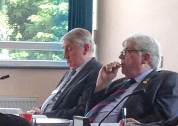 Picture which appears to show Coun Chris Pearson asleep in a fire authority meeting on June 24, 2015