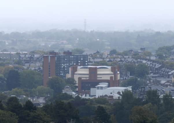 tis  The view over Harrogate from the top of the Harlow observatory tower on the open day.  100910M2b.
