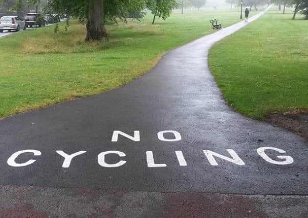 The 'No Cycling' sign on The Stray
