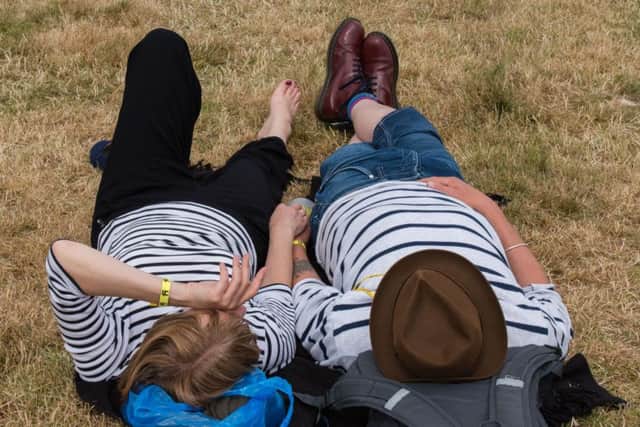 Two members of the cowd enjoying a bit of sunshine at Deer Shed Festival in North Yorkshire. (Picture by Ernesto Rogata/Pronio UK)