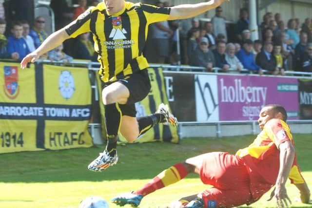 Harrogate's Joe Colbeck leaps over a challenge. Picture : Adrian Murray.  (1508152AM)