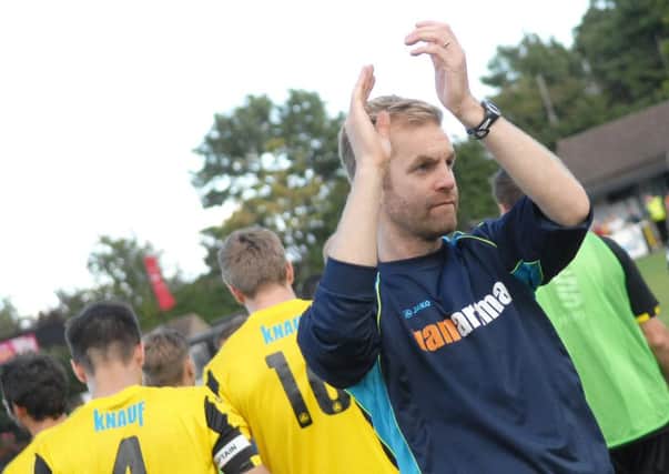 Harrogate Town boss Simon Weaver will have been happy looking at the National North table on Monday night  Picture : Adrian Murray.  (1508152AM5)