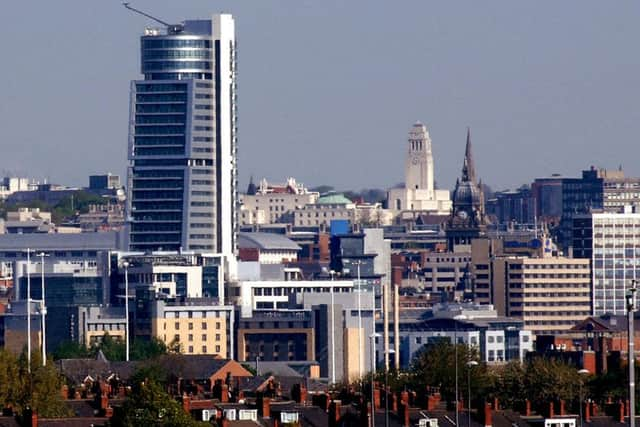 Leeds city centre skyline with Bridgewater Place, The Town Hall, Leeds University etc.