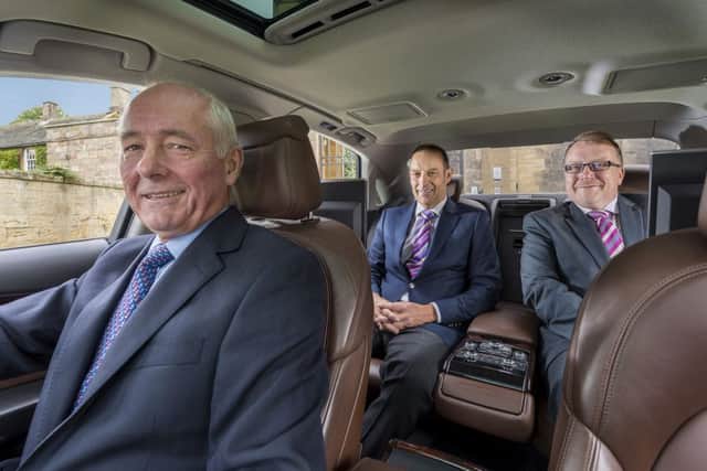 Driver Nigel McDonald with directors Mark Bowman and Sean Sanpher of new Harrogate-based chauffeur business WeChauffeur.co.uk. (S)