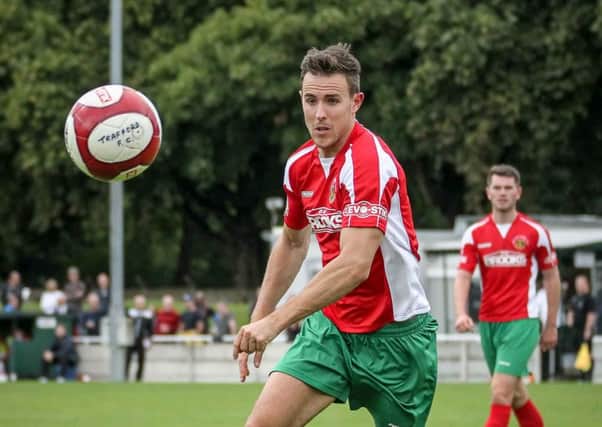 Harrogate Railway's Alex Low diverted the only goal of the game past his own keeper (Photo: Caught Light Photography)
